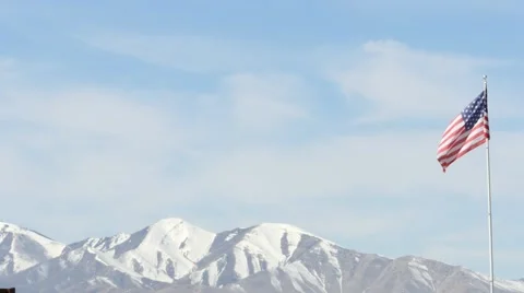 Utah Mountains and flags Stock Footage 48467938
