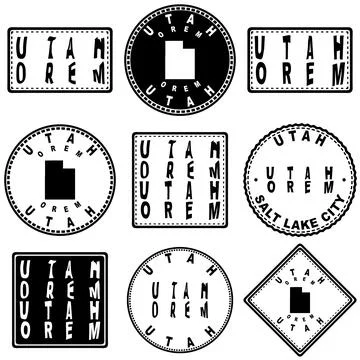 Utah Orem Seal Map Design 스톡 일러스트