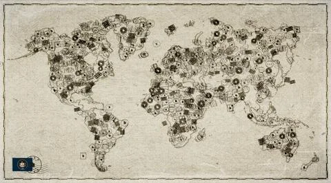 Utah Orem Stamp World Map 스톡 일러스트