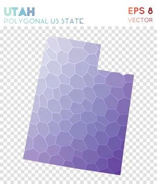 Utah polygonal map, mosaic style us state. Classic low poly style, modern d.. Stockillustratie
