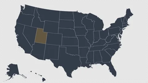 Utah Pulsing on US Election Map State Animation Seamless Loop Alpha Channel 4K 스톡 동영상 341308259