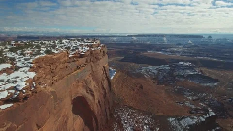 Utah Red Desert in Snow Drone 03 Video stock 201571792