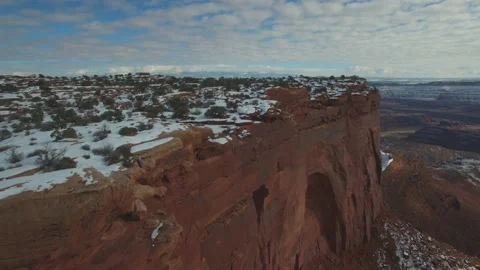 Utah Red Desert in Snow Drone 02 Video stock 201571797