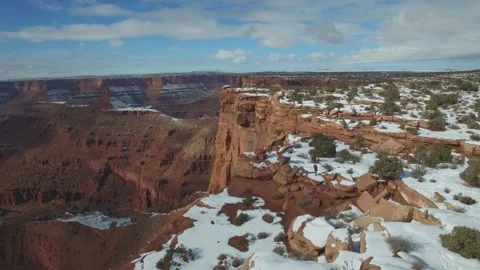 Utah Red Desert in Snow Drone 01 Video stock 201571802