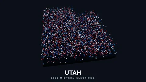 Utah Republican 2026 Midterm Election Map 3D Stock Footage 342724729
