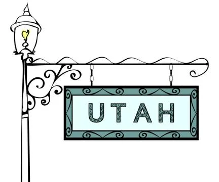 Utah retro pointer lamppost Stock Illustration