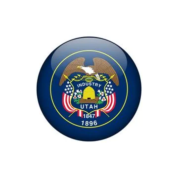 Utah Round Circle Button Flag of the US States Vector Template Stock Illustration