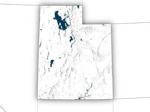 Utah shape with state borders, white map イラスト素材