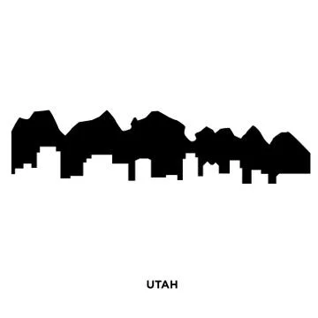 Utah silhouette on white background, in black Stock Illustration