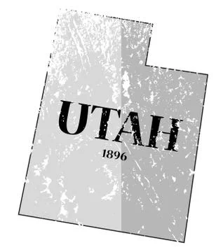 Utah State and Date Map Grunged Stock Illustration
