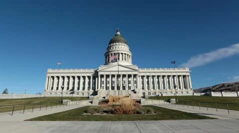 Utah State Capital Building garden sidewalks HD 4648 Stock Footage 12720155