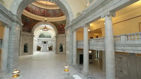 Utah State Capital building inside pan arch HD 4791 Stock Footage