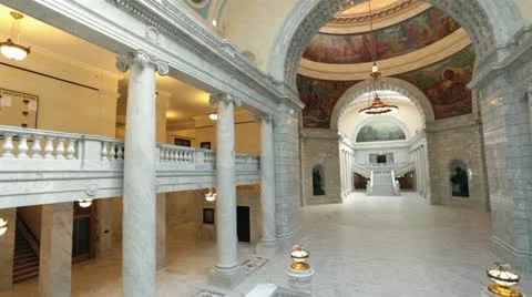 Utah State Capital building inside pan HD 4789 Stock Footage 12720489