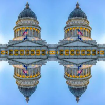 Utah state capital building reflected four times 写真素材