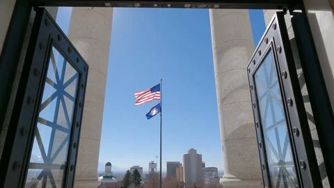 UTAH State Capital front doors Stock Footage 149685874