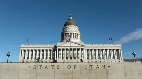 Utah State Capital Front flags HD 4647 Stock Footage 12721339