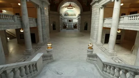 Utah State Capital inside tilt to arch ceiling lights HD 4750 Stock Footage 12721906