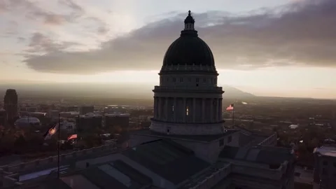 Utah State Capitol 4k Drone Point of Interest at Sunset Stock Footage 233760125