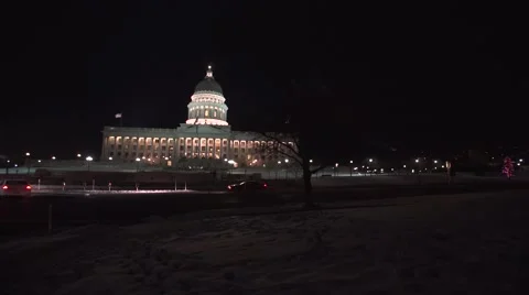Utah state capitol and road pan wide Video stock 59083012