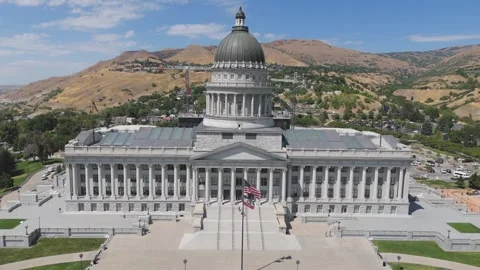 Utah State Capitol Building Aerial Footage Stock Footage 281350980