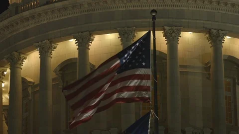 Utah State Capitol Building Flag Waving In The Wind Stock Footage 117057780