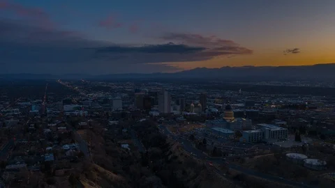 Utah state capitol building at Sunset Stock Footage 100032864