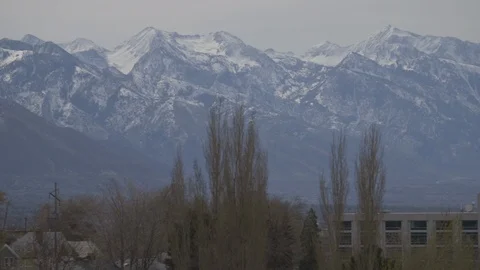 Utah State Capitol In Front Of Snow Peak Mountains Stock Footage 117057956
