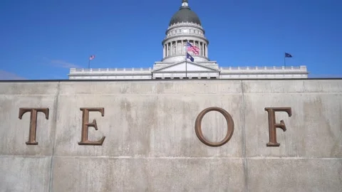 Utah State Capitol paning back to reveal the building Stock Footage