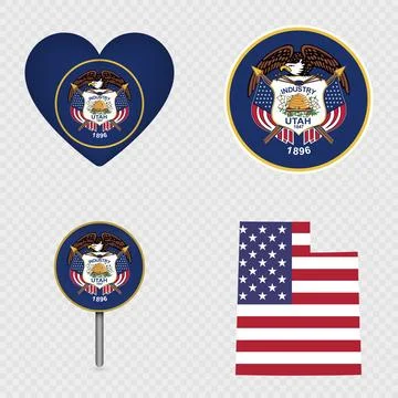 Utah State Flag Icons Pack. Vector illustration. Stock Illustration