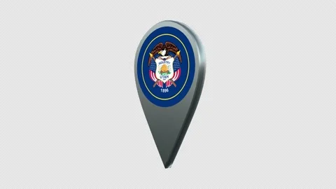 Utah State Flag Location Map Marker Pin With Alpha Channel Looped Stock Footage 239462826