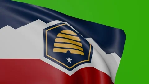 Utah state flag waving on green screen. Flag of Utah, United States of America. Stock Footage 314580547