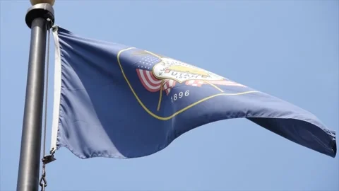 Utah State Flag Waving in Wind Stock Footage 131064869