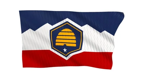 Utah state flag waving in the wind Stock Footage 343901081