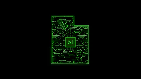 Utah State Map AI Chipset Technology Opener Stock-Footage 337093257