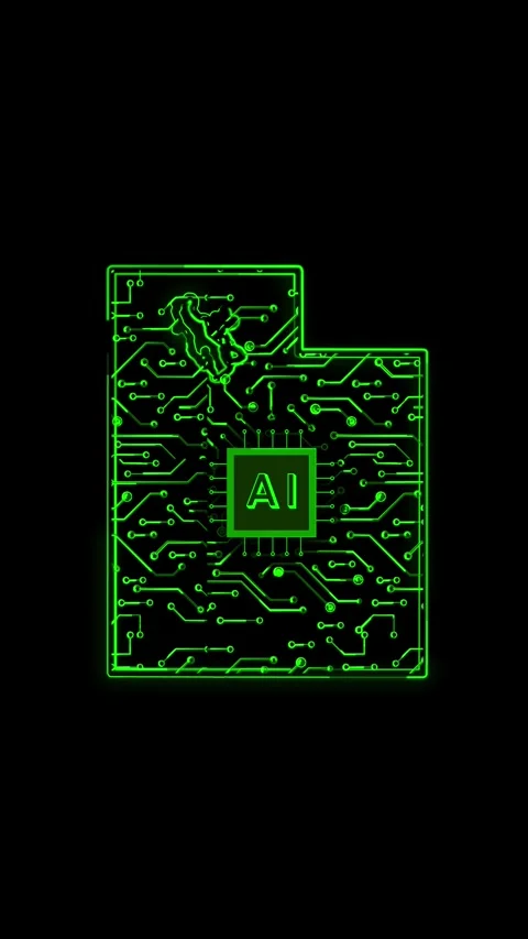 Utah State Map AI Chipset Technology Opener Vidéo 337184524