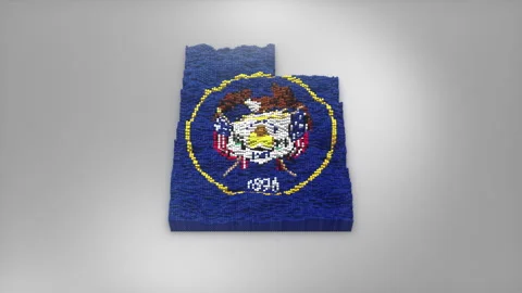 Utah State Map with Flag Intro Background Stock Footage 315166551