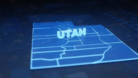 Utah State Map Geographic Outline 스톡 동영상 344633081