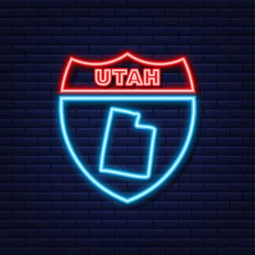 Utah state map neon icon. Vector illustration. Stock Illustration