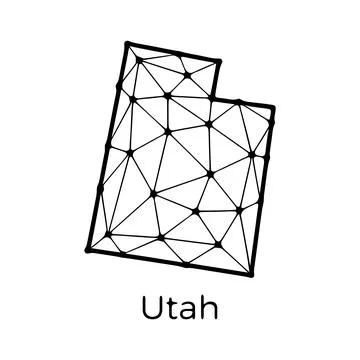 Utah state map polygonal illustration made of lines and dots, isolated on w.. Stock Illustration