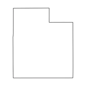 Utah State Outline Map, Simple Black Border Silhouette Stock Illustration