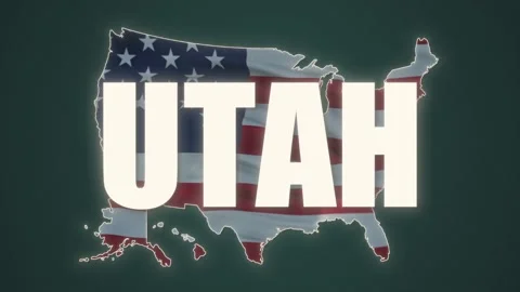 Utah state text with USA map flag video waving in wind. Stock Footage 150161558