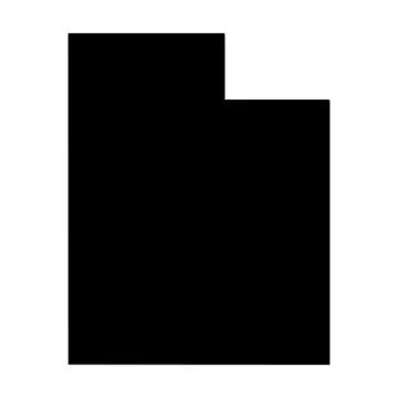 Utah, state of USA - solid black silhouette map of country area. Simple flat Ilustração Stock