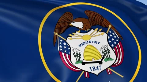 Utah State Waving Flag Background Loop Stock Footage 317847312