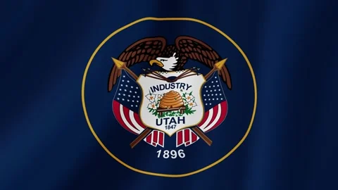 Utah State Waving Flag. Realistic Flag Animation. Seamless Loop Background. Stock Footage 292324972