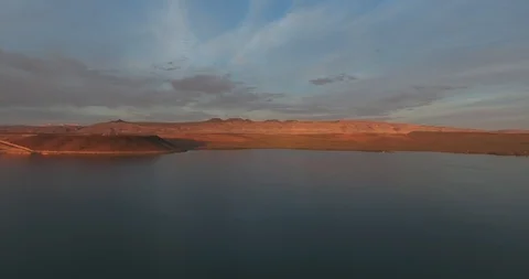Utah Sunset over lake - Drone 4k Stock Footage 89157656