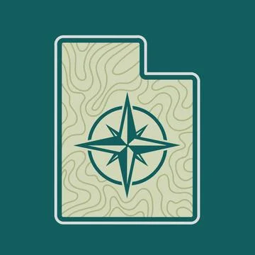 Utah Topographic Map with Compass Illustrazione stock