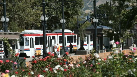 Utah Transit train parkedP HD 3457 Stock-Footage 522950