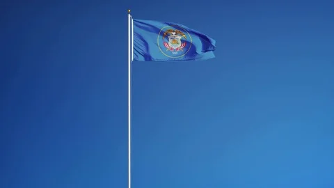 Utah (U.S. state) flag in slow motion seamlessly looped with alpha Stock Footage 70147423