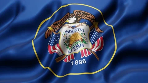 Utah US State flag waving Stock Footage 156021451