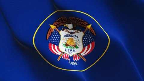 Utah US State flag waving on wind. Stock Illustration